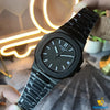 Luxury black men's watch with textured strap and dark dial, showcased at Ministry of Mens Affair
