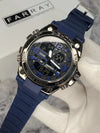 Blue Casio men’s watch with analog-digital display and sporty design, showcased at Mens Affair.