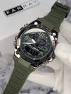 Men’s green Casio G-Shock watch with digital and analog display, premium modern design